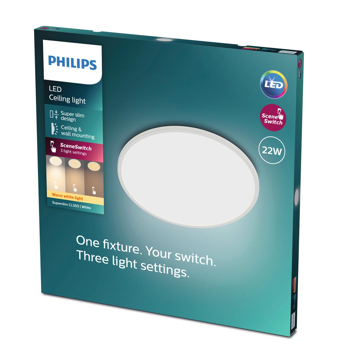 LAMPA SUFITOWA 32706100 SUPERSLIM - biały, Konventionell, tworzywo sztuczne (42,5/43/2,8cm) - Philips