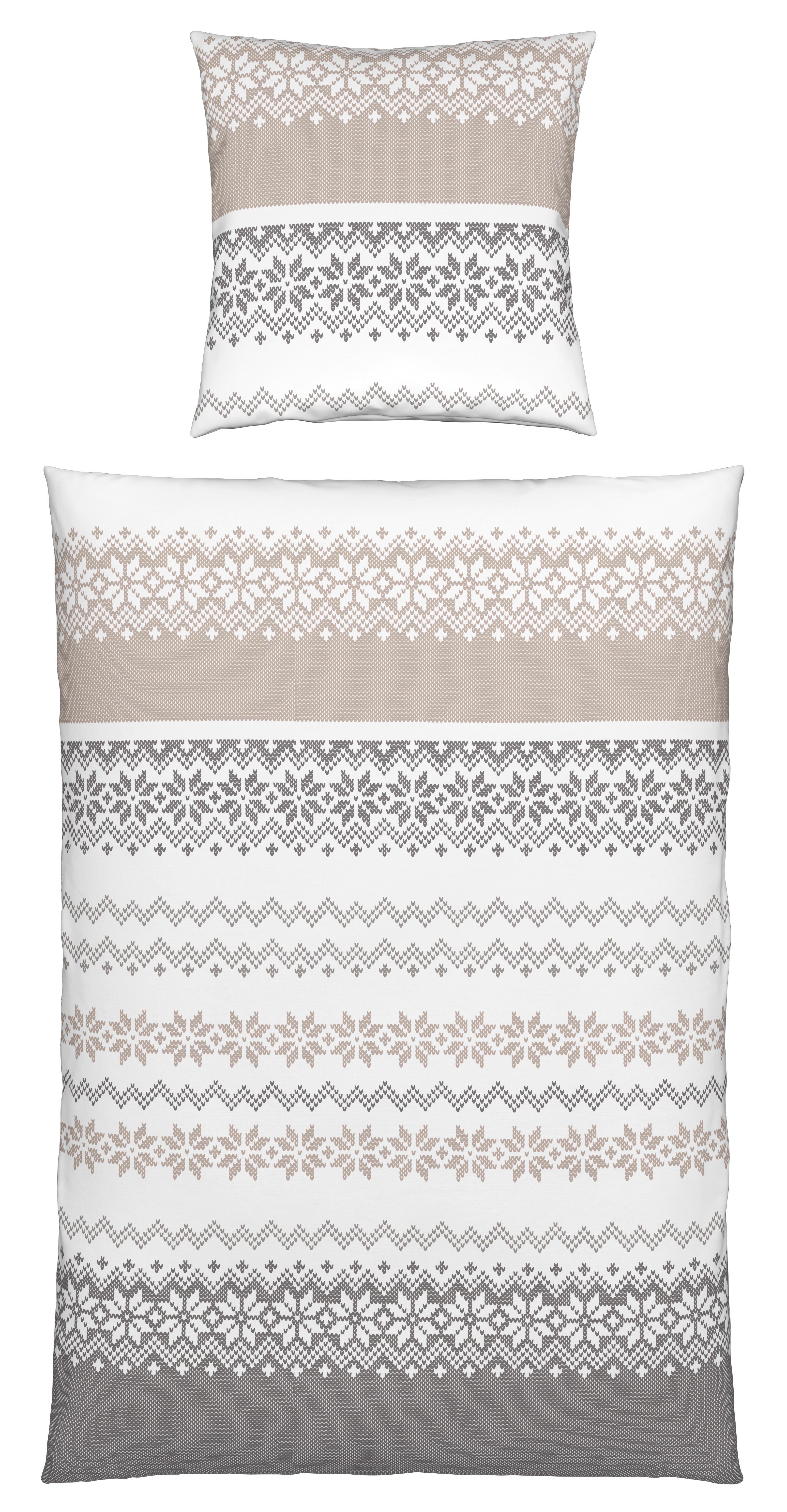 Bettwäsche Snow Rose Grau/Weiß/Beige ca. 135x200cm - Beige/Weiß, Textil (135/200cm) - Mömax