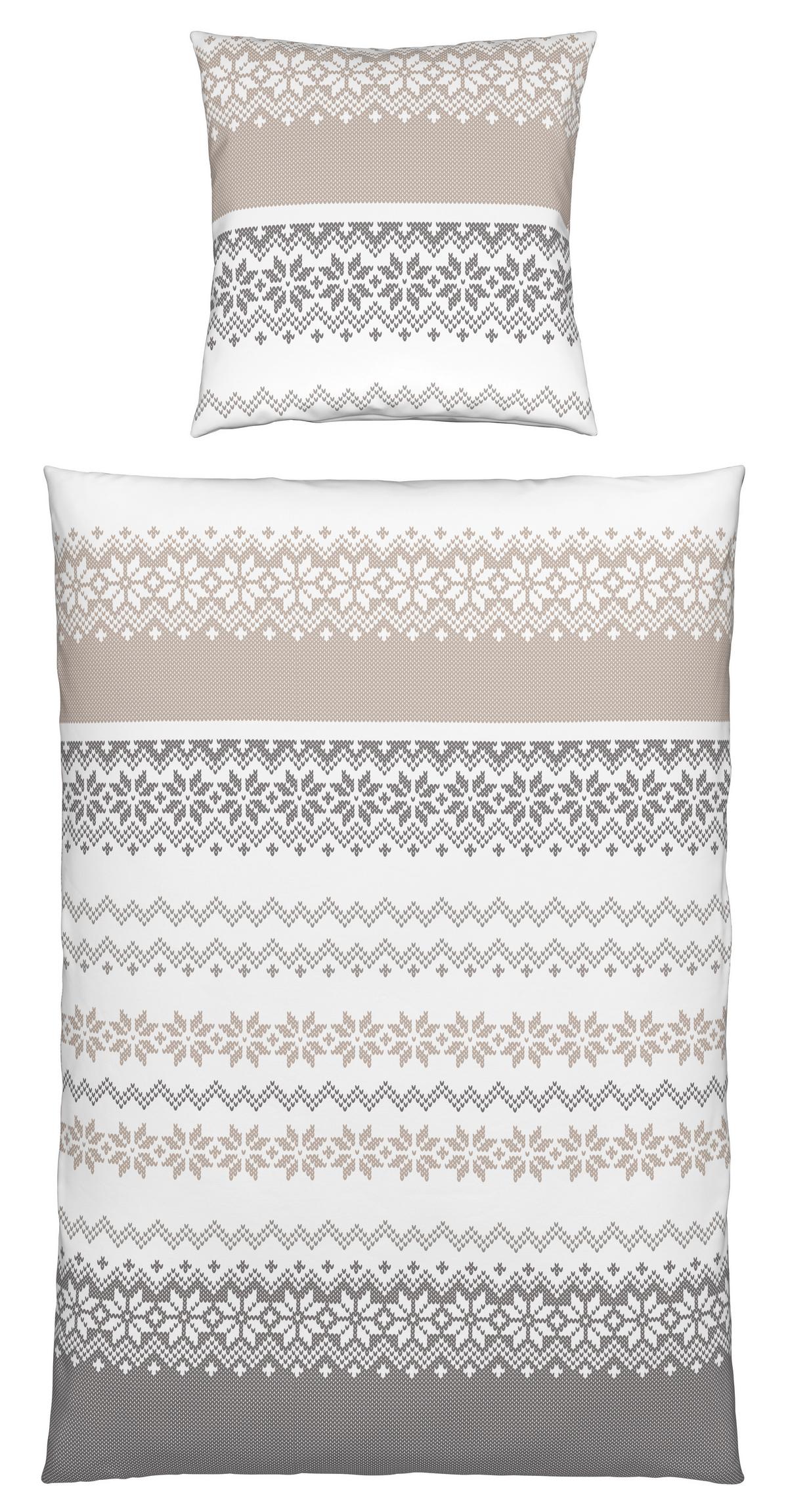 Bettwäsche Snow Rose Grau/Weiß/Beige ca. 135x200cm - Beige/Weiß, Textil (135/200cm) - Mömax