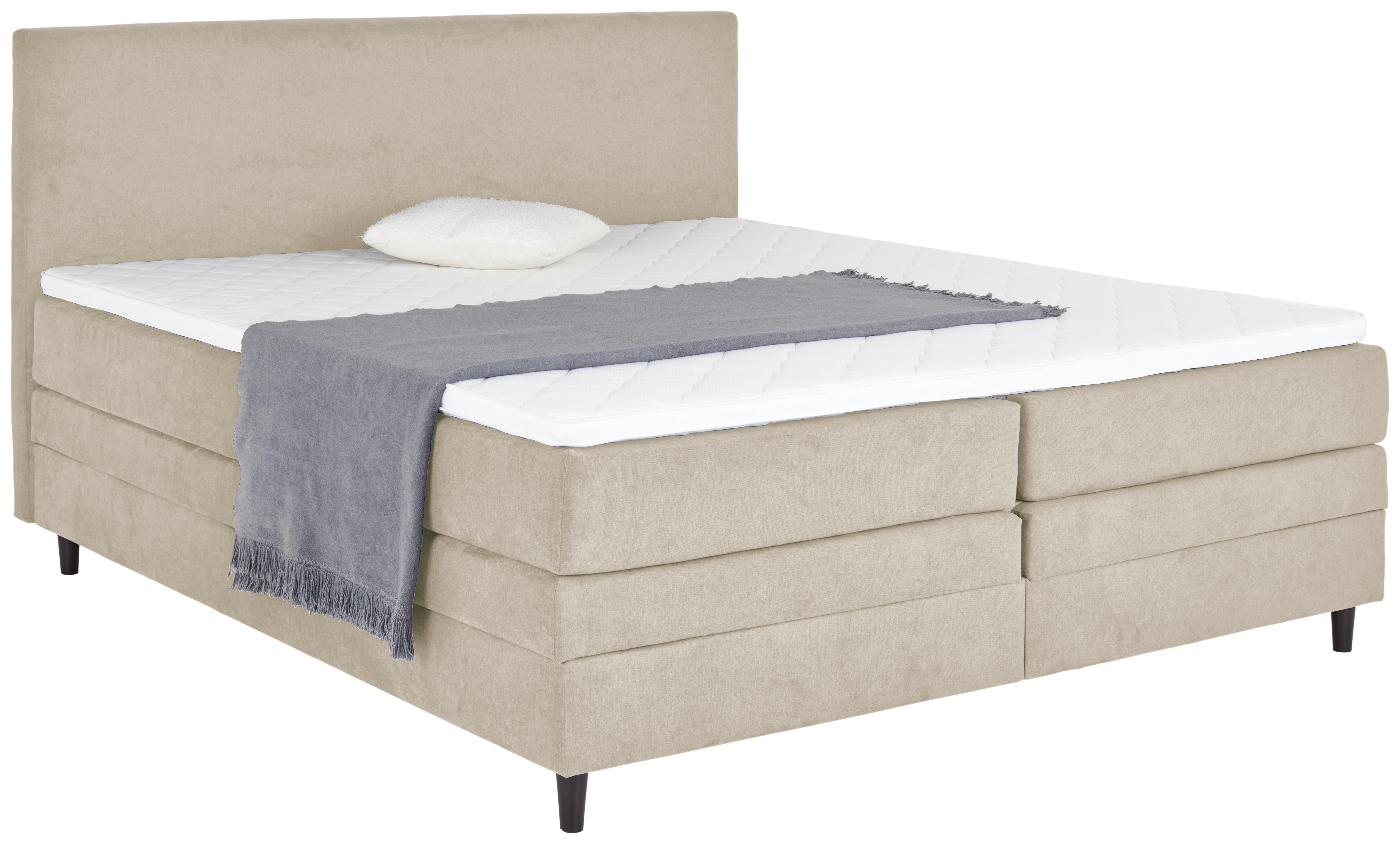Pat Boxspring Kleopatra - crem, Konventionell, lemn/textil (180/200cm) - Modern Living