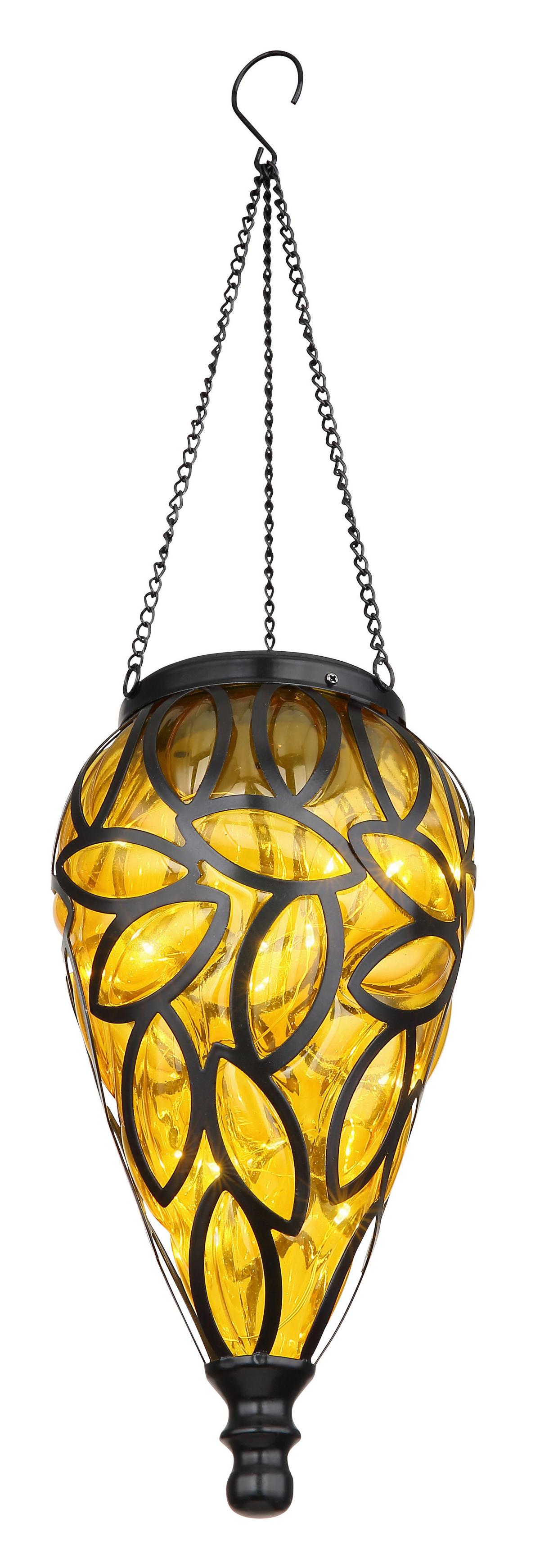 Solarna Svetilka Lantern, S Sijalko - črna/oranžna, Basics, kovina/umetna masa (13,5/50cm) - Globo