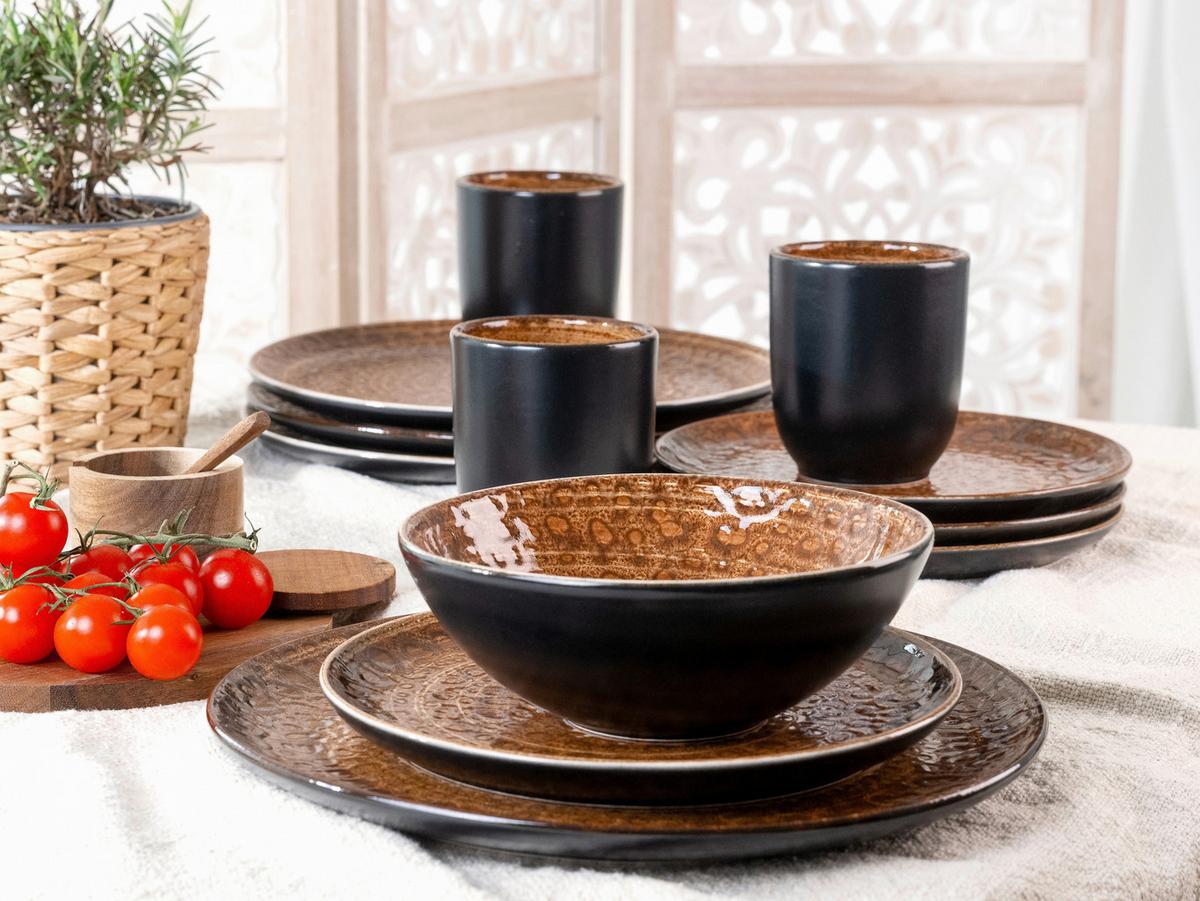 Kombinirani Servis Villa Romana Terra, 16-Delni - črna/rjava, keramika - Creatable