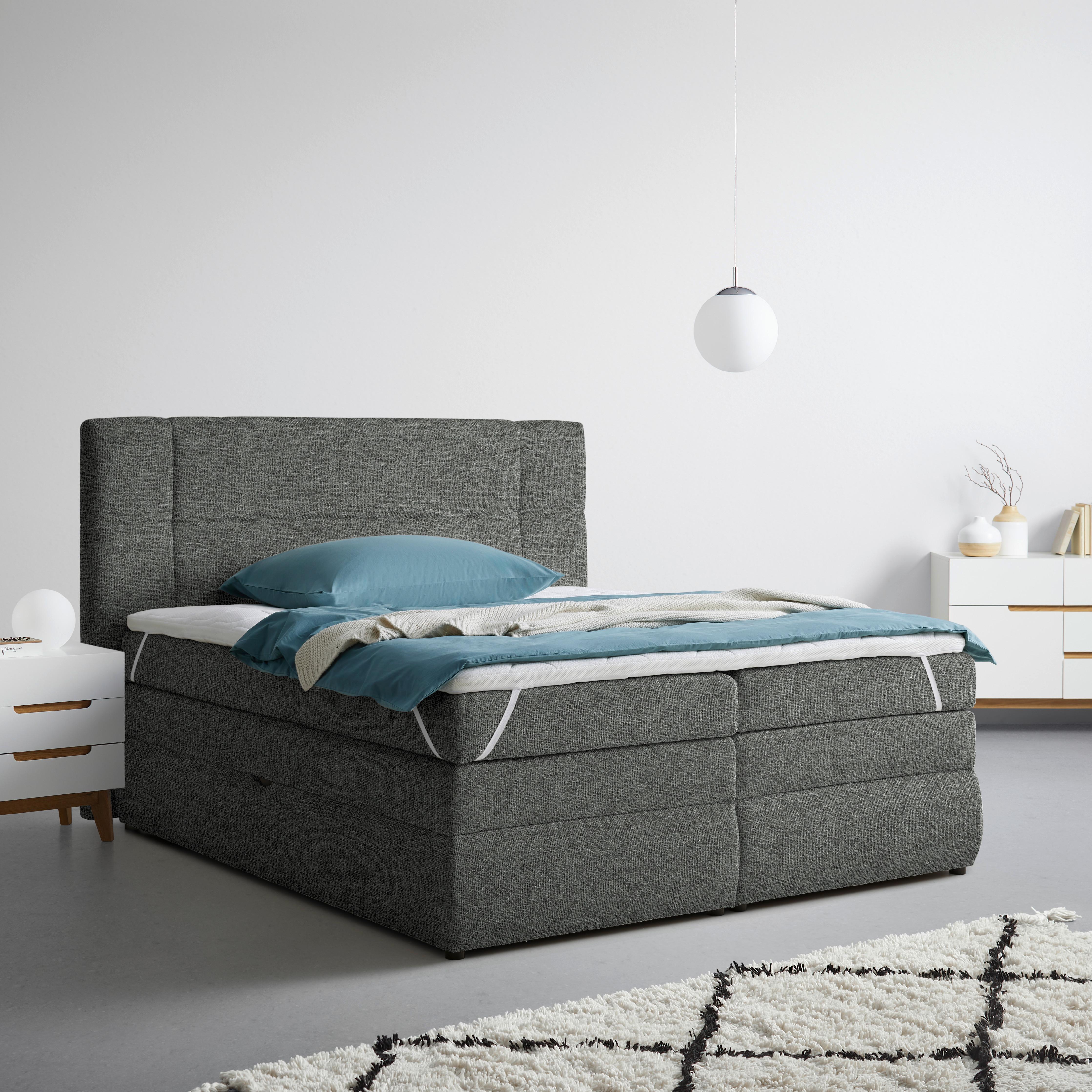 Boxspringbett Palace Anthrazit ca. 160x200cm - Anthrazit, KONVENTIONELL, Kunststoff/Textil (160/200cm) - Premium Living