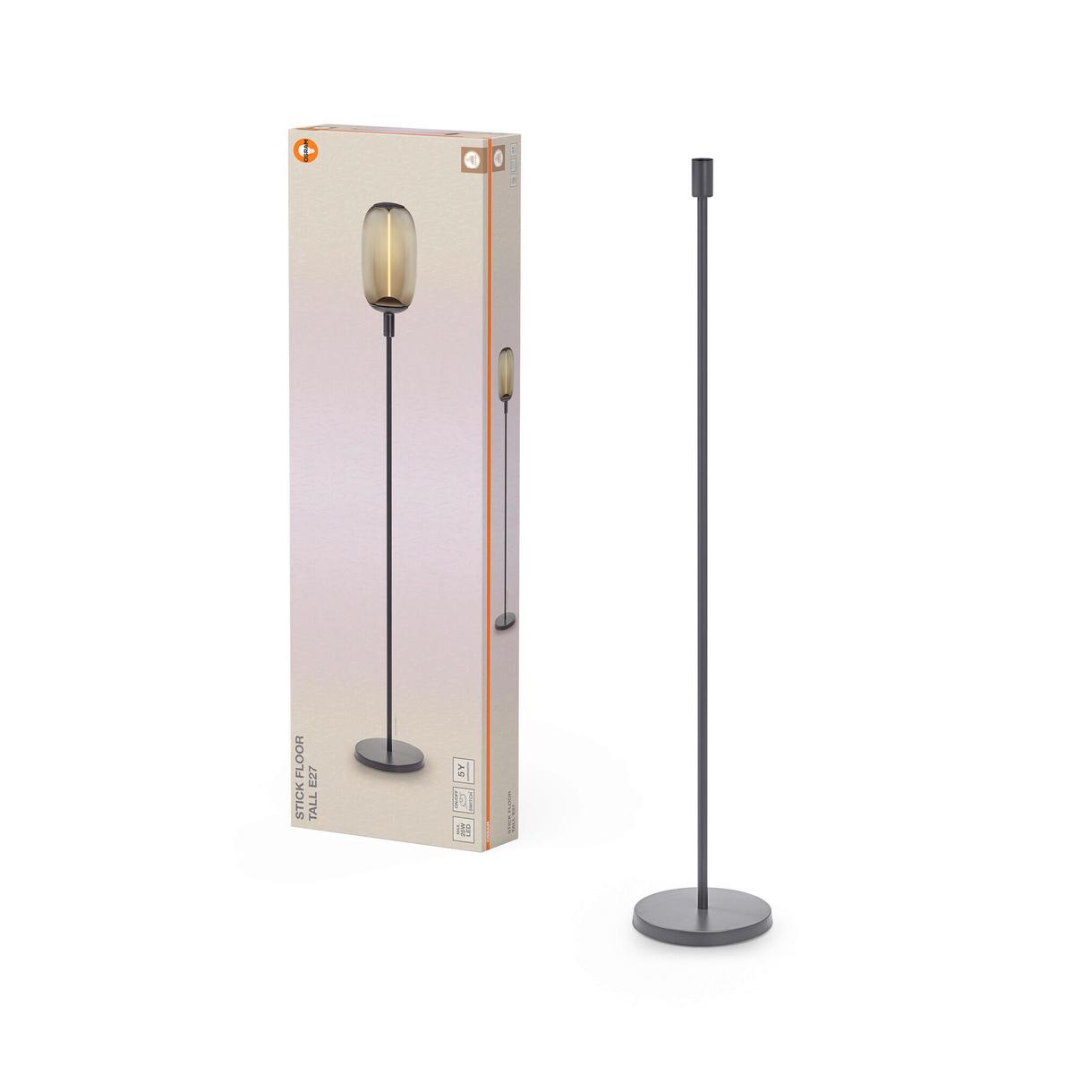LAMPA STOJĄCA DCR STICK FLOOR TALL 1XE27 DG - ciemnoszary, Basics, metal (26/146cm) - Osram
