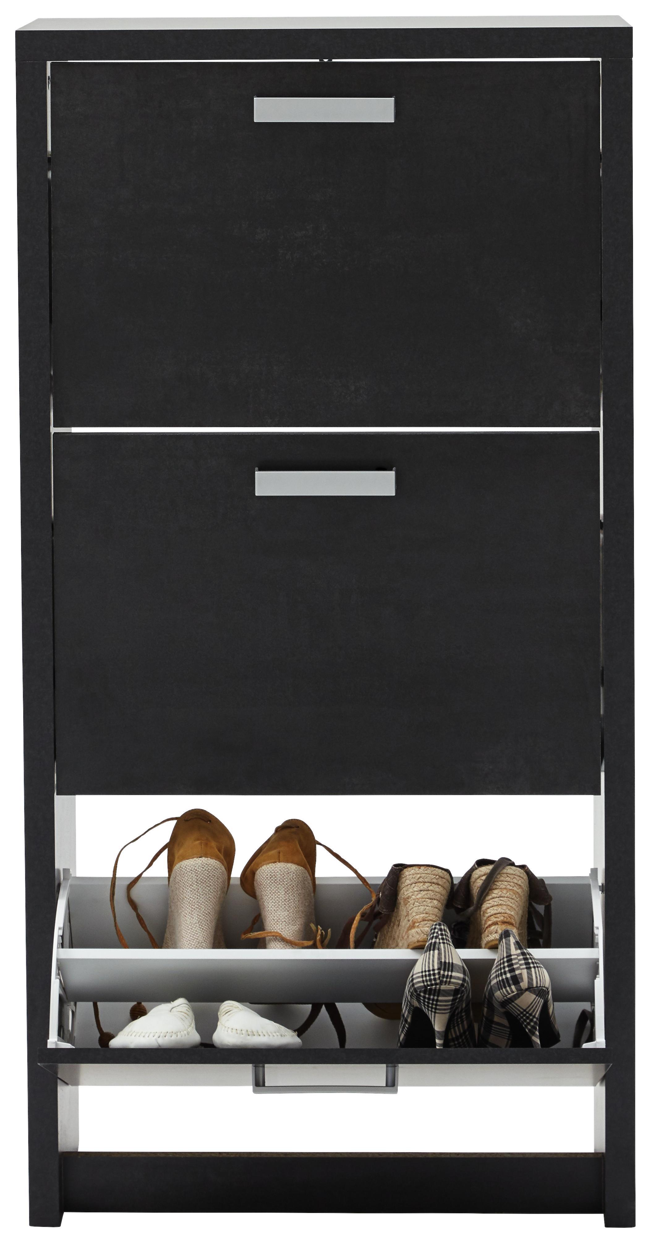 Schuhkipper Schwarz - Schwarz/Alufarben, MODERN, Holzwerkstoff/Kunststoff (64/125/24cm)