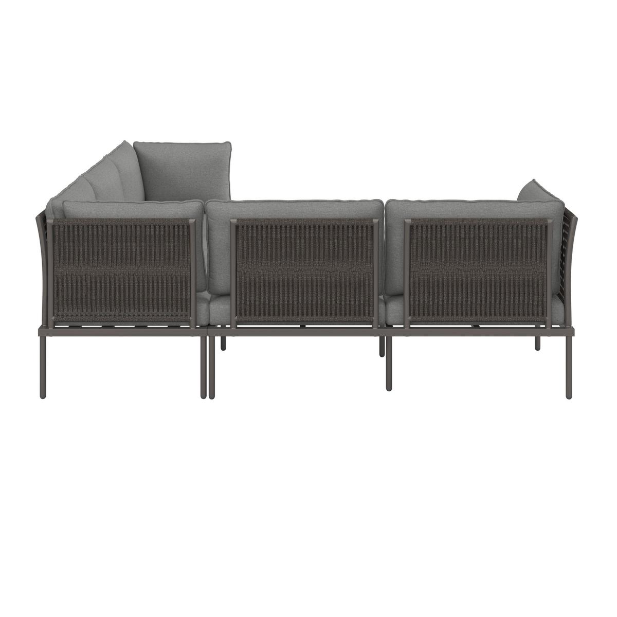Gartenlounge Elora Hellgrau Textil/Metall - Anthrazit/Hellgrau, Modern, Textil/Metall (223/75/74cm) - Bessagi Garden