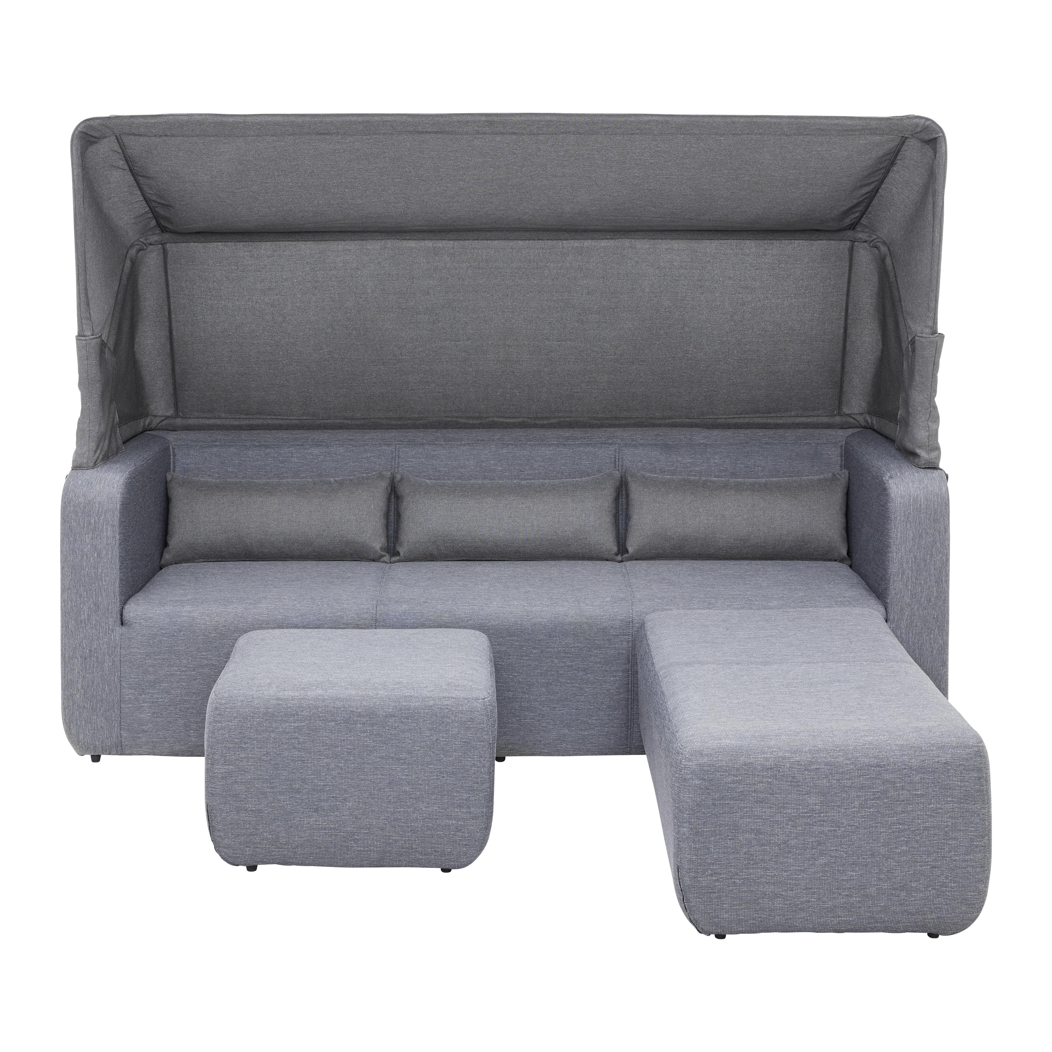 Kerti Pihenősziget Rovereto - Antracit, modern, Fém/Textil (216/120/60/79/42/42/90/60/60cm) - Bessagi Garden