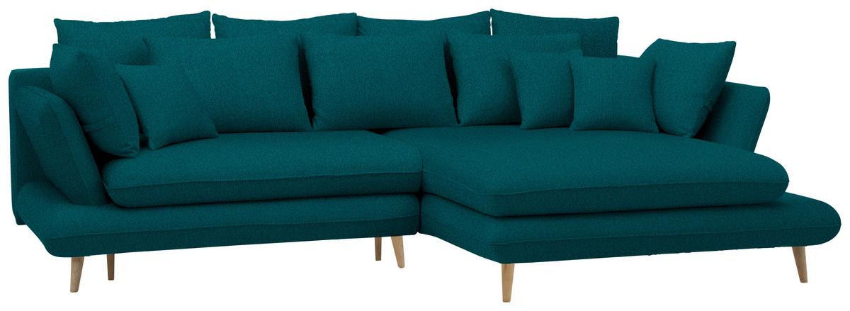 Kutna Garnitura Monte - prirodne boje/boje petroleja, Romantično / ladanjski, tekstil/drvo (283/181cm) - Premium Living