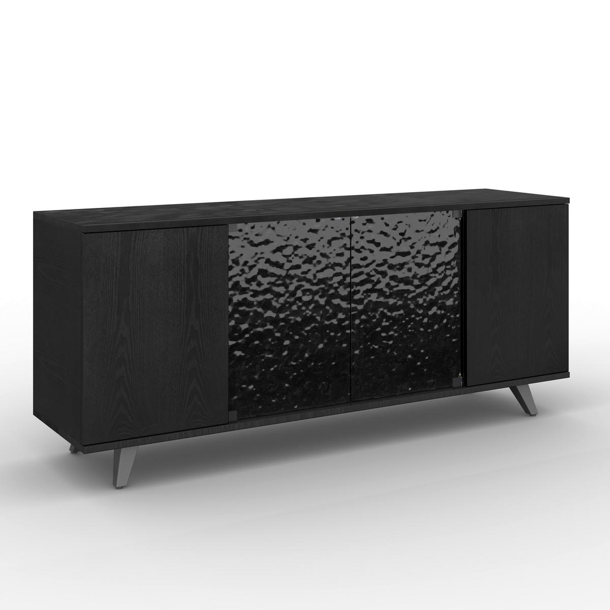 Sideboard Zelia Holz/Glas Schwarz - Schwarz, MODERN, Glas/Holz (180/77/45cm) - Bessagi Home