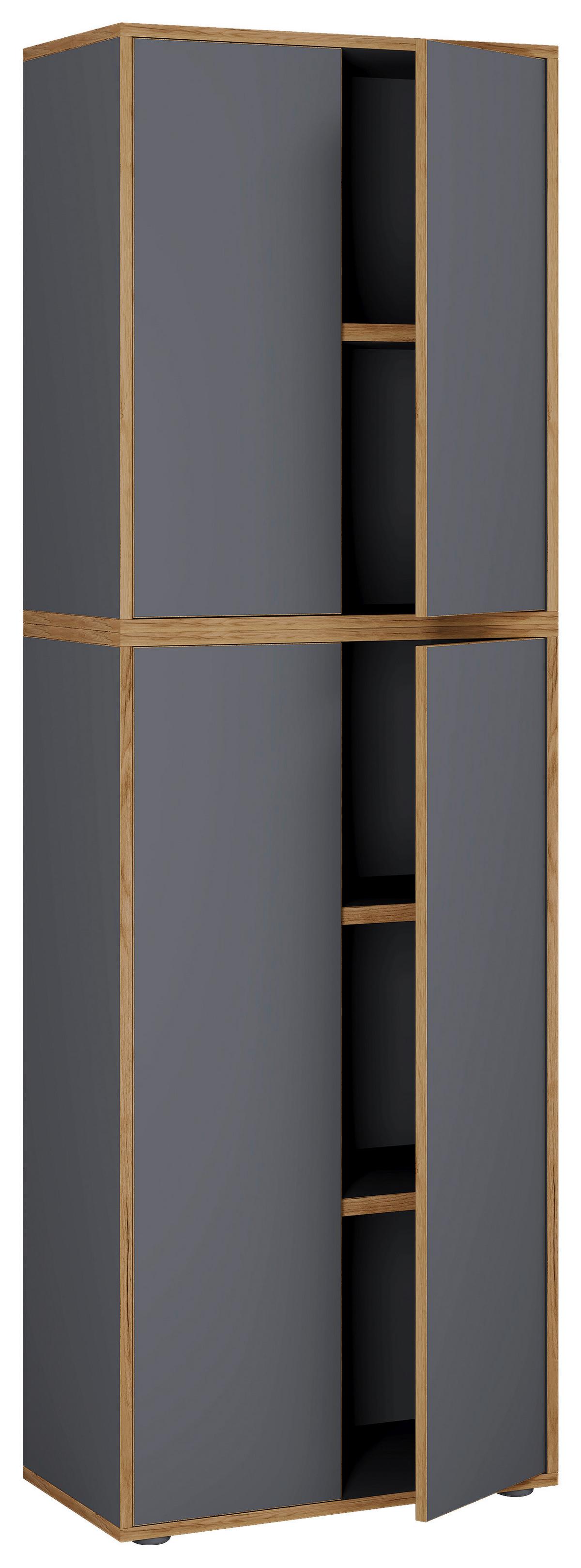 Arhivska Omara Salia B60, Antracit, Barva Hrasta - medeni hrast/antracit, Design, leseni material (60/183/33cm) - MID.YOU