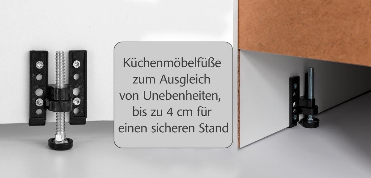 Küchenblock Glasgow m. Geräten Graphit/Eiche - Eichefarben/Graphitfarben, LIFESTYLE, Holzwerkstoff/Metall (300cm) - Held