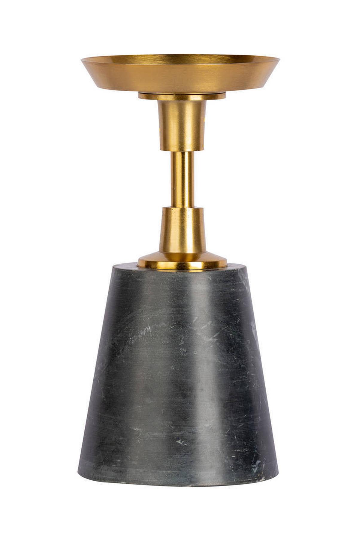 KERZENSTÄNDER KERZENHALTER FAYYA 125 - Goldfarben/Schwarz, Trend, Stein/Metall (10/22/10cm) - Kayoom