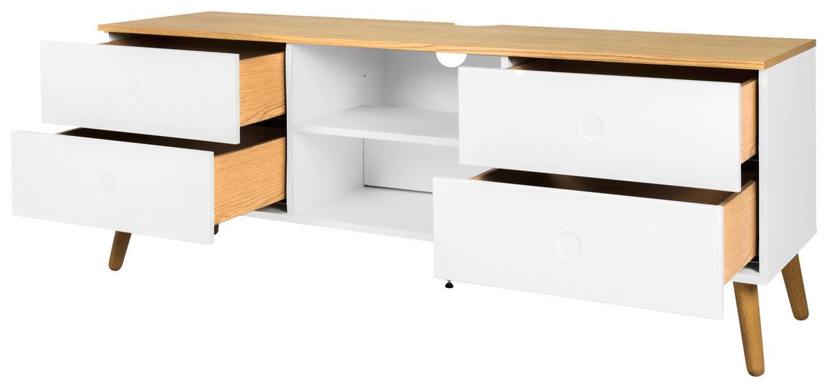 SZAFKA RTV DOT - kolor dębowy/biały, Design, materiał drewnopochodny/drewno (162/60/43cm)
