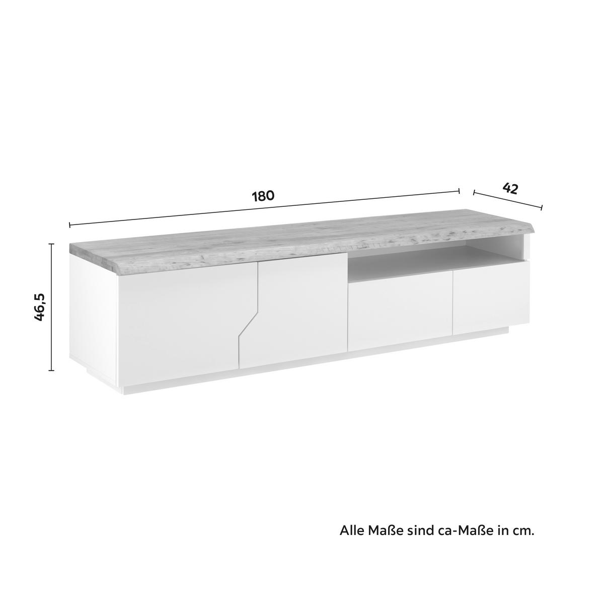 TV-ELEMENT in weiß "Carlos" - Weiss/Eichefarben, Modern, Holz (180/46,5/42cm) - Bessagi Home