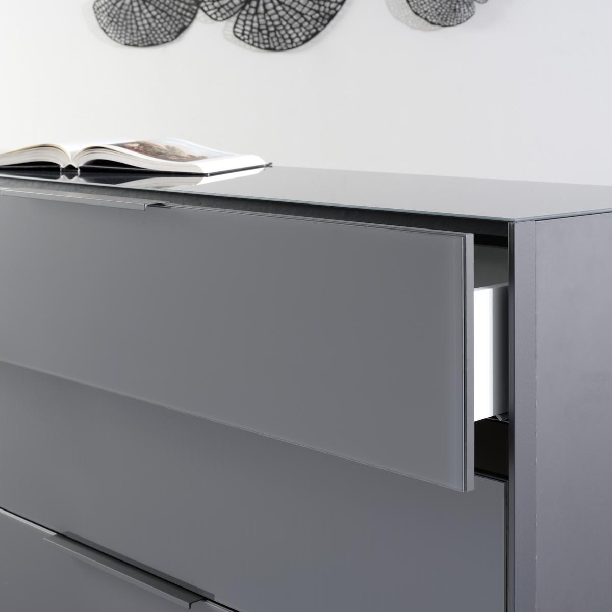 Comodă cu uși Max Box - antracit, Modern, sticlă/material pe bază de lemn (177/97/45cm) - Premium Living