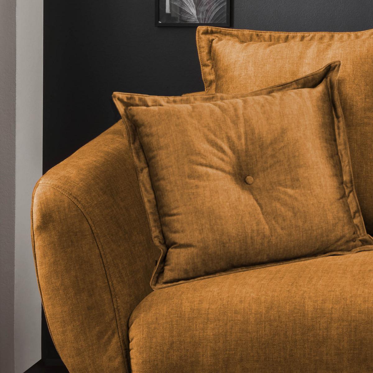 2,5-Sitzer-Sofa Baggio Gelb Velours - Gelb/Buchefarben, MODERN, Holz/Textil (196/94/103cm) - Livetastic