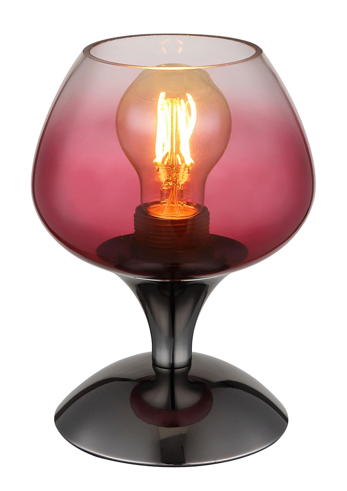 TISCHLEUCHTE 15548T6 - Klar/Brombeere, Trend, Glas/Metall (15/20,5cm) - Globo