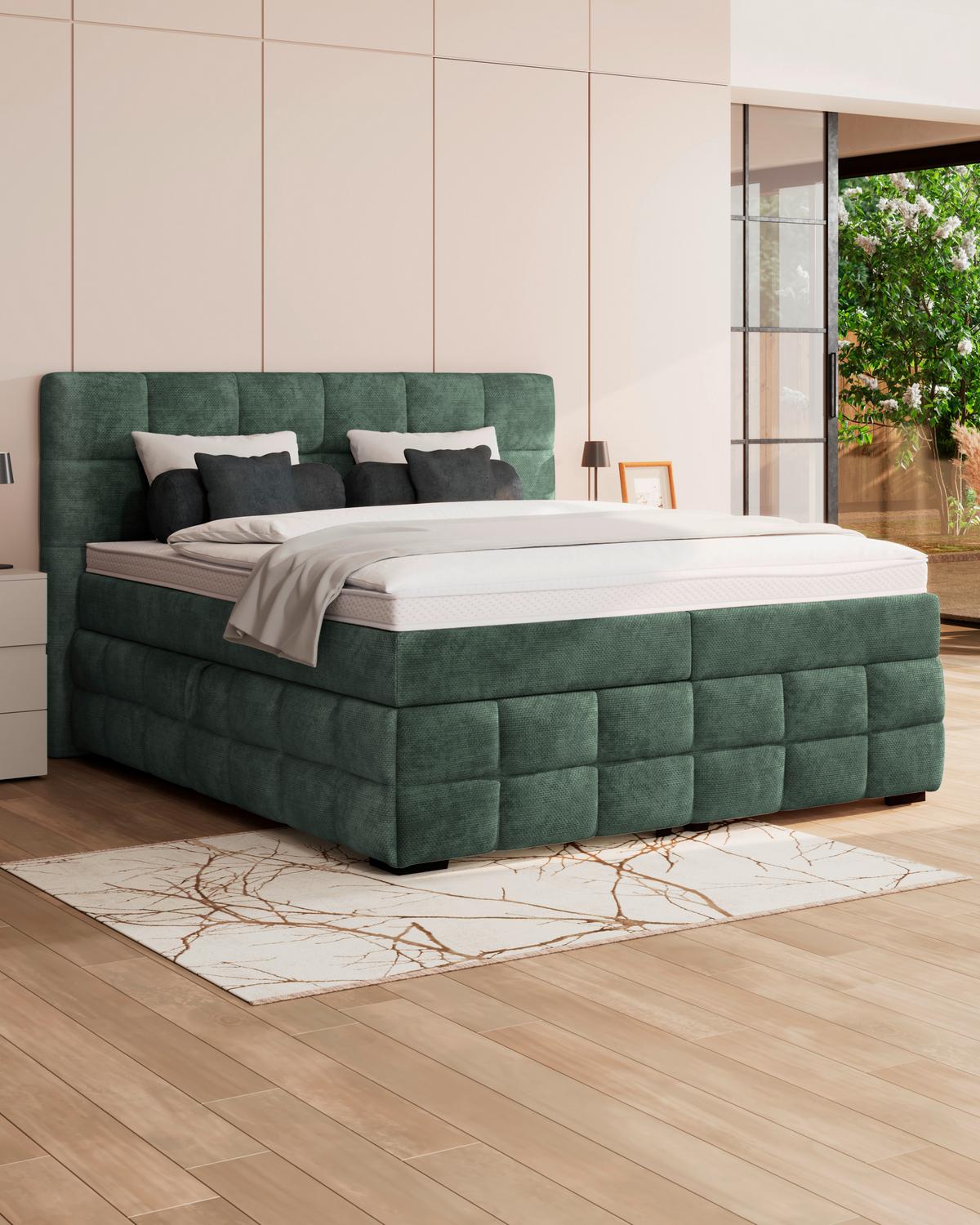 PAT BOX VEGA - verde, Trend, lemn/textil (160/200cm) - Modern Living
