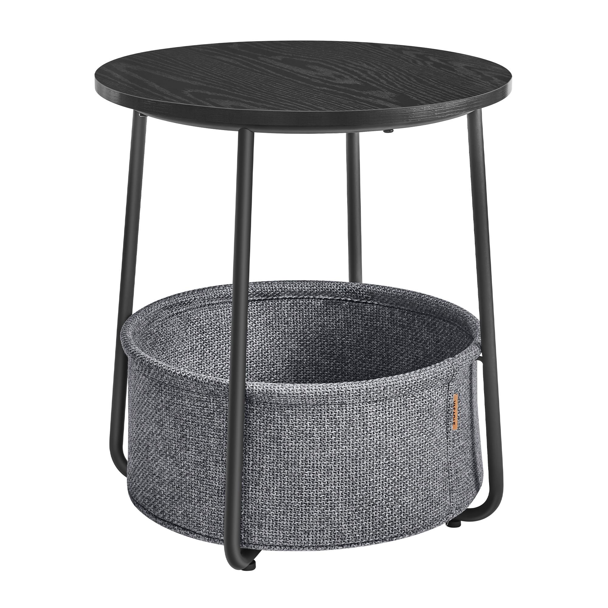 Beistelltisch in Grau, Schwarz, rund - Schwarz/Grau, Trend, Holzwerkstoff/Textil (45/50/45cm) - MID.YOU
