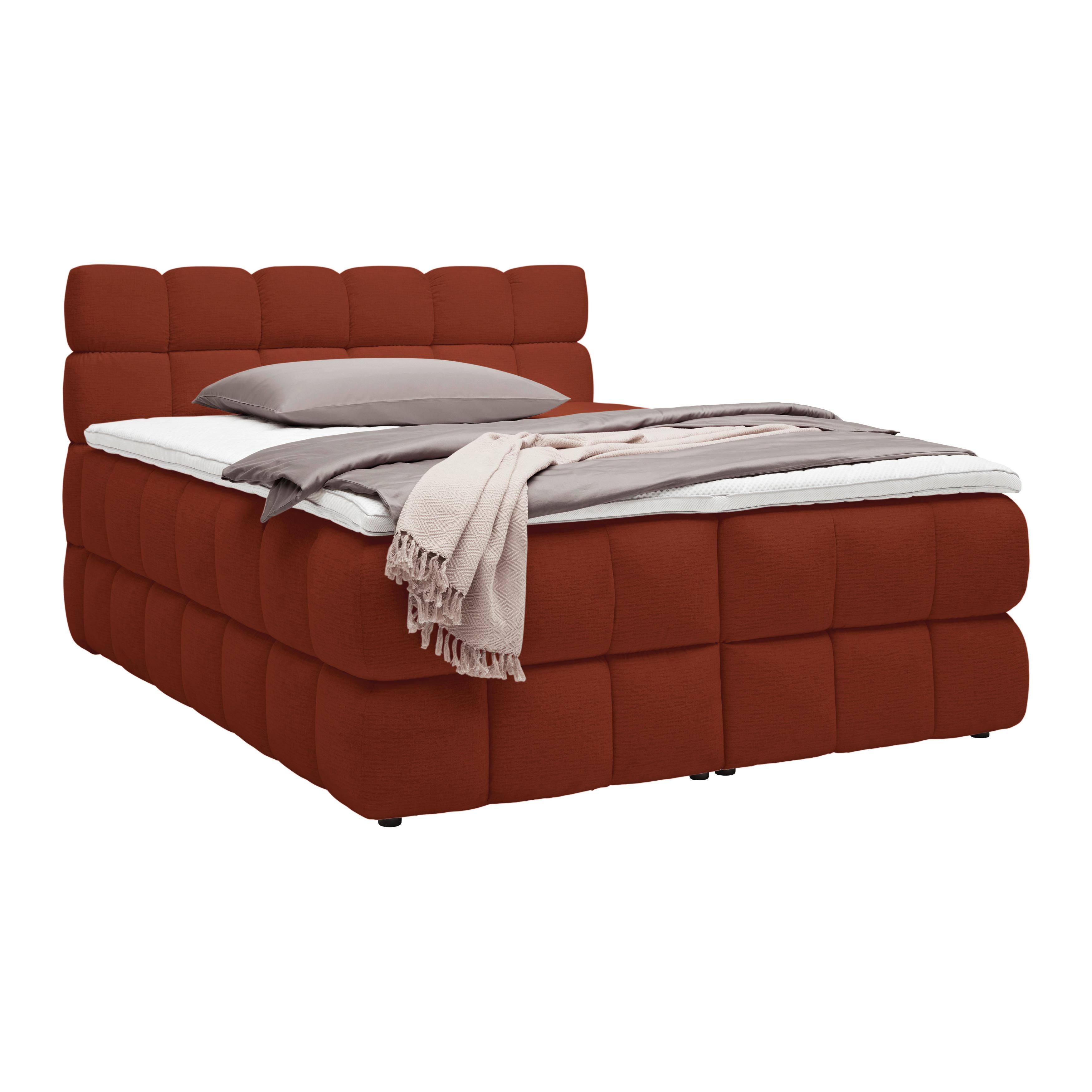 Boxspringbett Bubble Box Rostfarben ca. 160x200cm - Rostfarben/Schwarz, KONVENTIONELL, Holz/Textil (160/200cm) - Premium Living