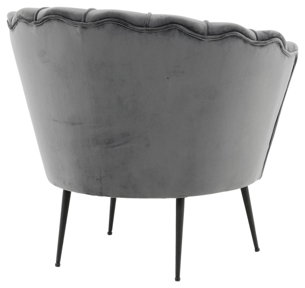 Sessel Calais ca. 83x76 cm Dunkelgrau Samt - Dunkelgrau/Schwarz, Design, Textil/Metall (83/76/77cm) - Livetastic