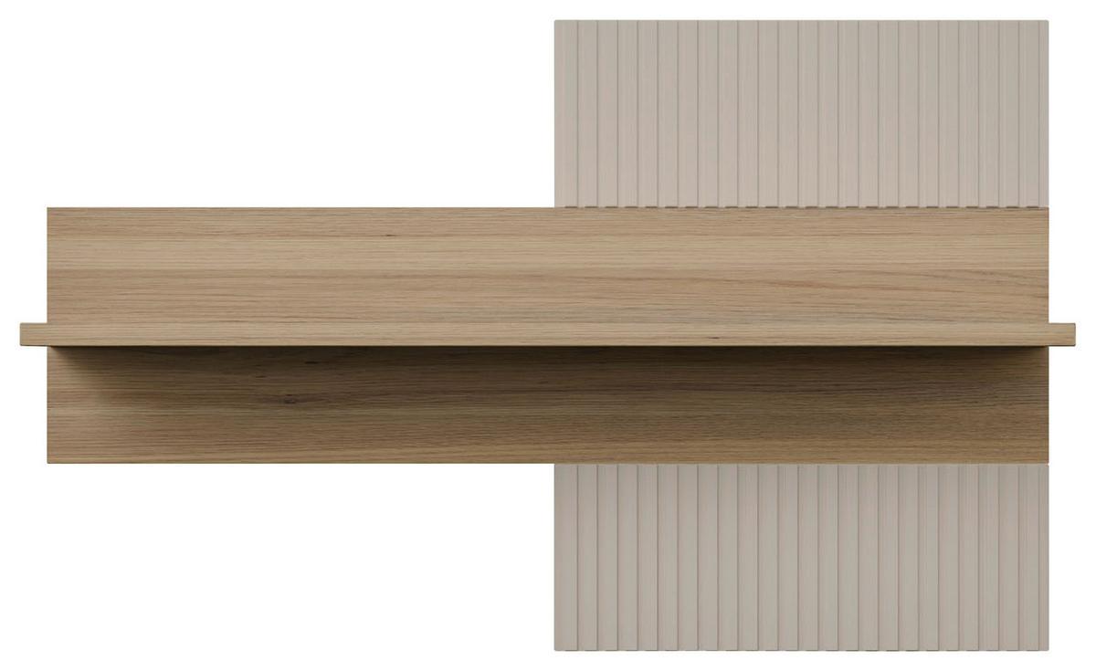 Poliță de perete SERAVEL - culoare lemn stejar/nisipiu, Natur, material pe bază de lemn (100/63,4/21,9cm) - Modern Living