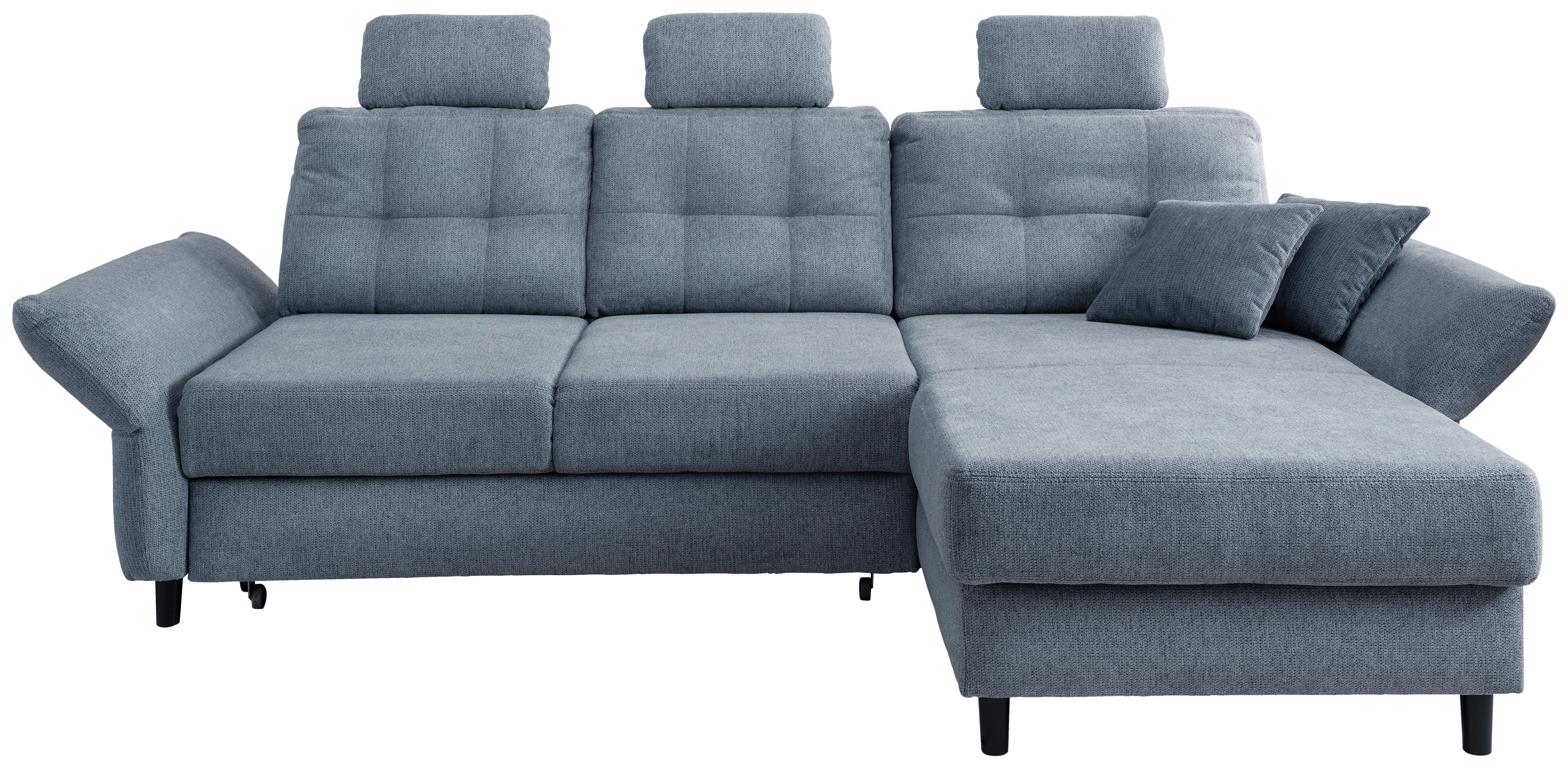 Wohnlandschaft Brizzini Hellblau Chenille - Blau/Schwarz, MODERN, Holz/Textil (250-280/176cm) - Livetastic