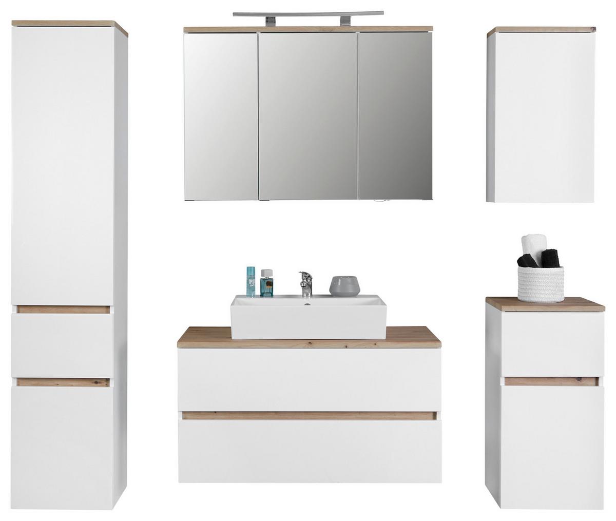 Kupaonica Marbella Wtu 100 - bijela/hrast Artisan, Moderno, drvni materijal (180/182/47cm)