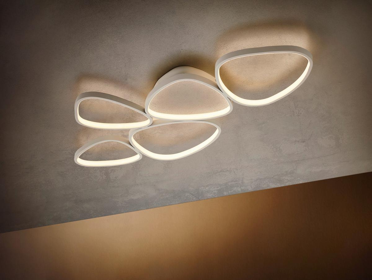 LAMPA SUFITOWA LED 14045-16 PEBBLES - biały, Design, tworzywo sztuczne/metal (116,5/56,5/6,5cm)