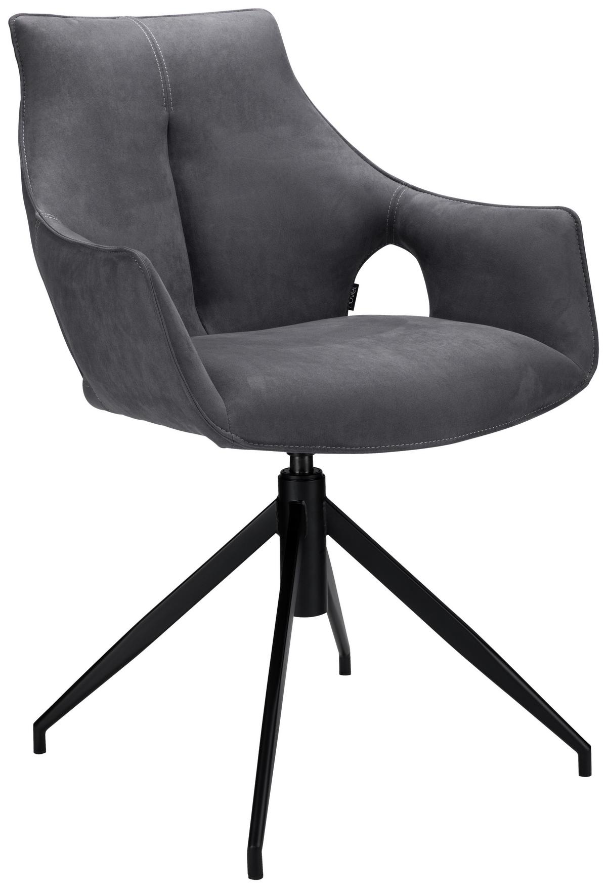 KRZESŁO AMSTERDAM - ciemnoszary/czarny, Design, metal/tkanina (59/87/61cm) - Novel