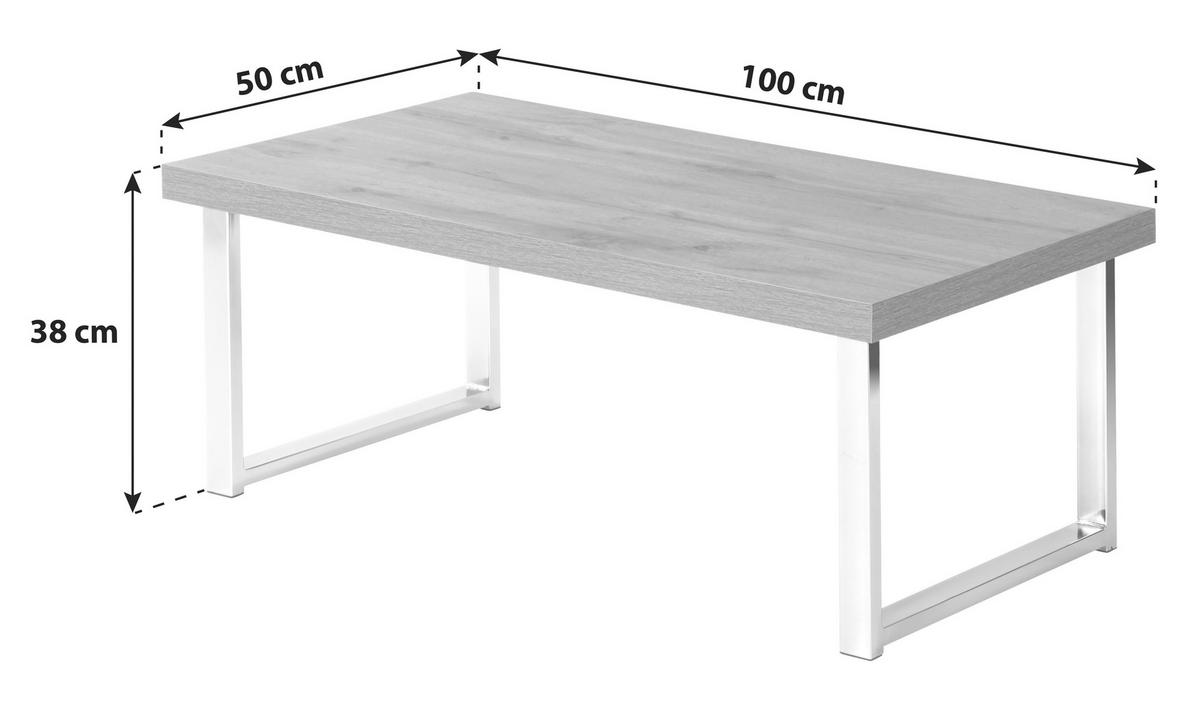 Klubska Miza Liverpool, Siva, Barva Kroma - barve kroma/svetlo siva, Moderno, kovina/les (100/38/50cm)