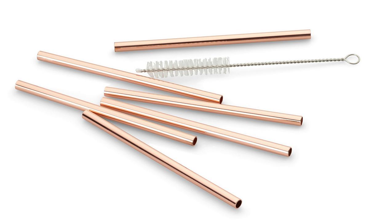Set Slamic S Krtačko Straw, 6-Delni - zlate barve, Basics, kovina (12cm) - Echtwerk