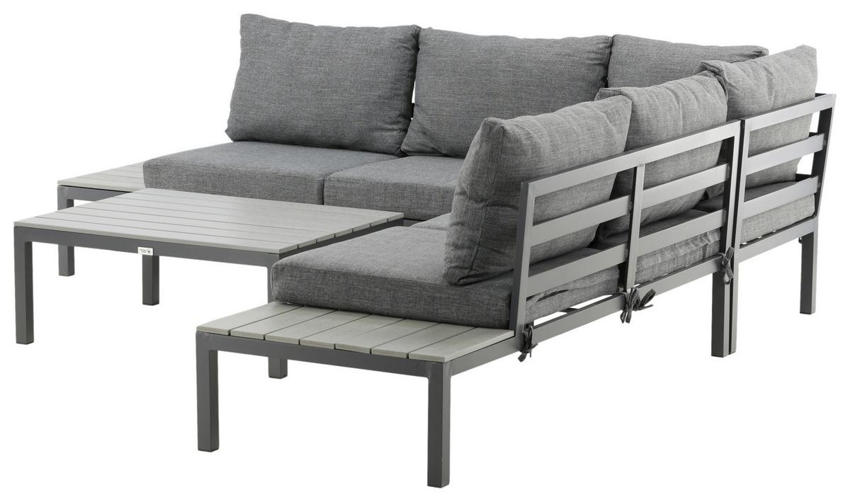 Loungegarnitur Odense ca. 133x167 cm Schwarz - Schwarz, KONVENTIONELL, Metall (133/167cm) - Gardenson