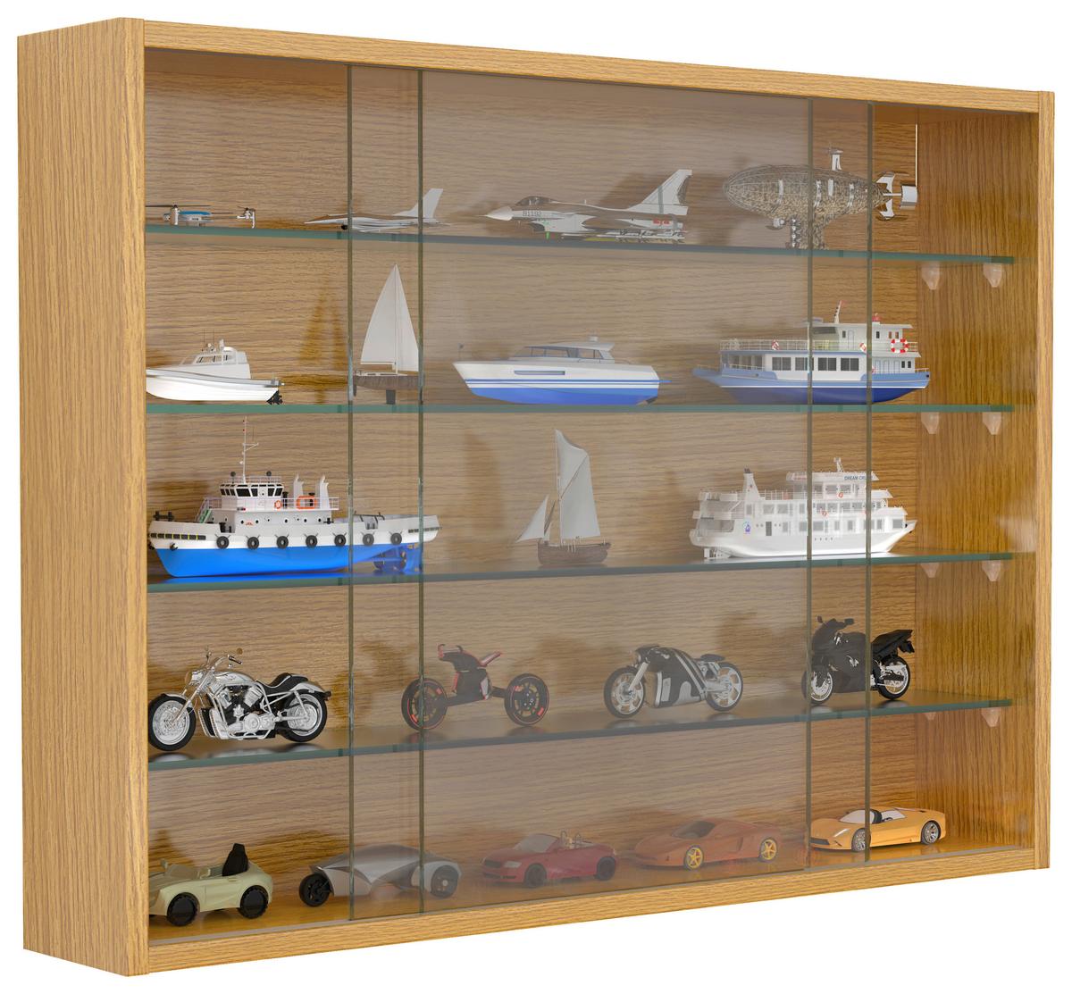 Viseča Vitrina Drivalo L, Barva Hrasta - medeni hrast/prosojno, Design, steklo/leseni material (75/55/12cm) - MID.YOU