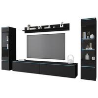 Wohnwand Vera 4-tlg. ca. 240x130 cm Schwarz - Schwarz/Graphitfarben, Design, Glas/Holzwerkstoff (240/130/33cm) - Livetastic
