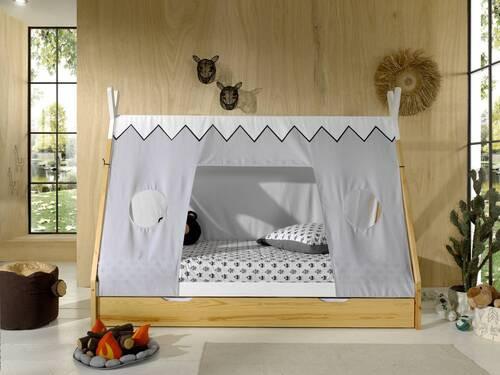 Hausbett "Tipi", 90x200 cm, weiß - Weiß/Kieferfarben, MODERN, Holz/Holzwerkstoff (90/200cm) - MID.YOU