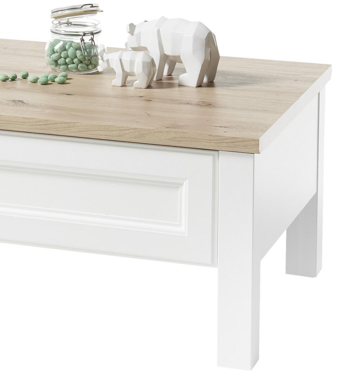 STOLIK KAWOWY TOSKANA - kolor dębowy/biały, Basics, materiał drewnopochodny/metal (110/60/40cm) - MID.YOU