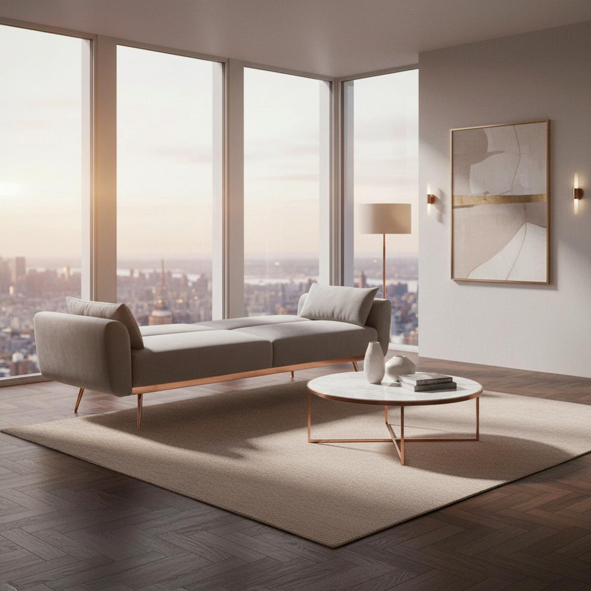 Canapea extensibilă GUILIA - gri, Modern, lemn/textil (211/85/83cm) - Bessagi Home