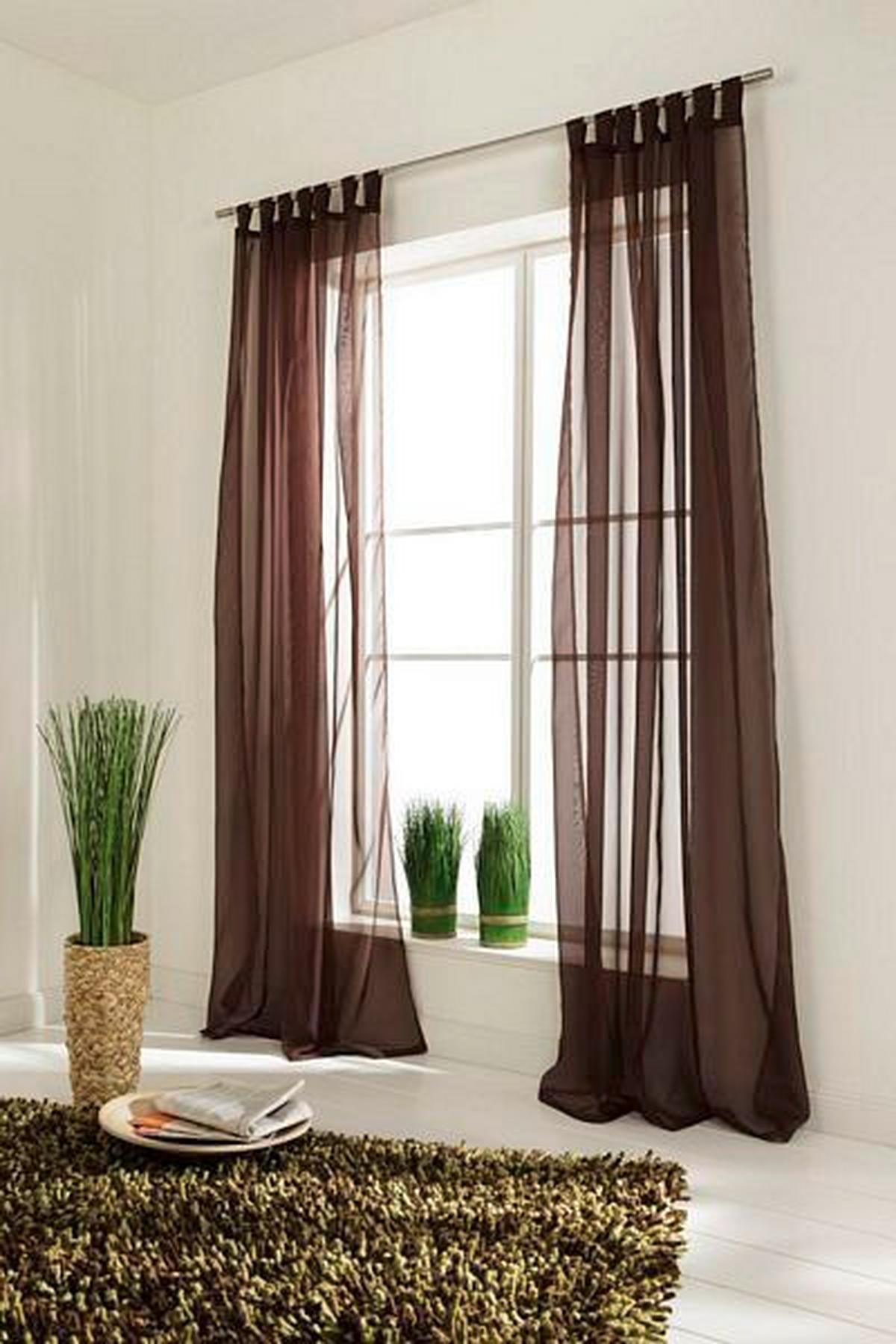 ZASŁONA NA SZELKACH 2ER SET FD SEVILLA NOUGAT - ciemnobrązowy/brązowy, Basics, tkanina (140/300cm)