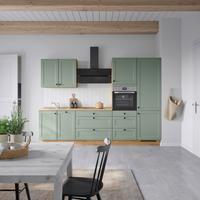 Küchenblock Cascada High m. Geräten Schilfgrün - Schilfgrün/Eichefarben, MODERN, Holzwerkstoff/Metall (300cm) - Nobilia