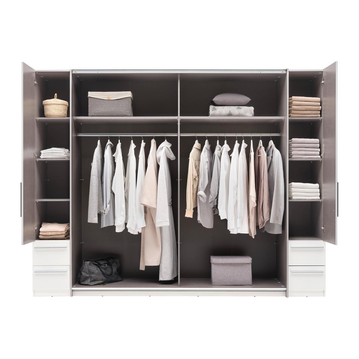 Schwebetürenschrank Bordo in Weiss - Weiss/Silberfarben, Konventionell, Holzwerkstoff/Kunststoff (270/210/58cm) - Mömax