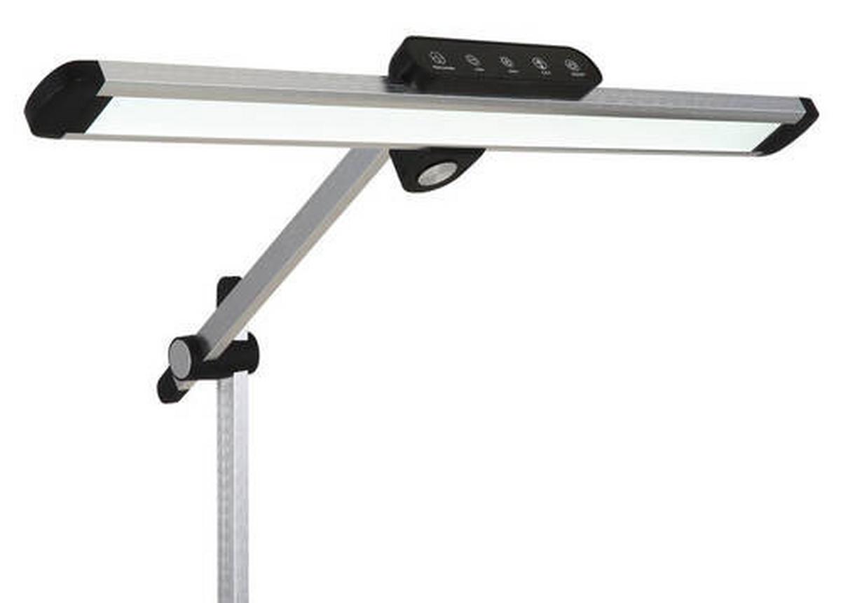 LED-Schreibtischleuchte Lopira Schwarz/Silber max. 12 Watt - Silberfarben/Schwarz, Design, Kunststoff/Metall (36,8/50/61,2cm) - Globo