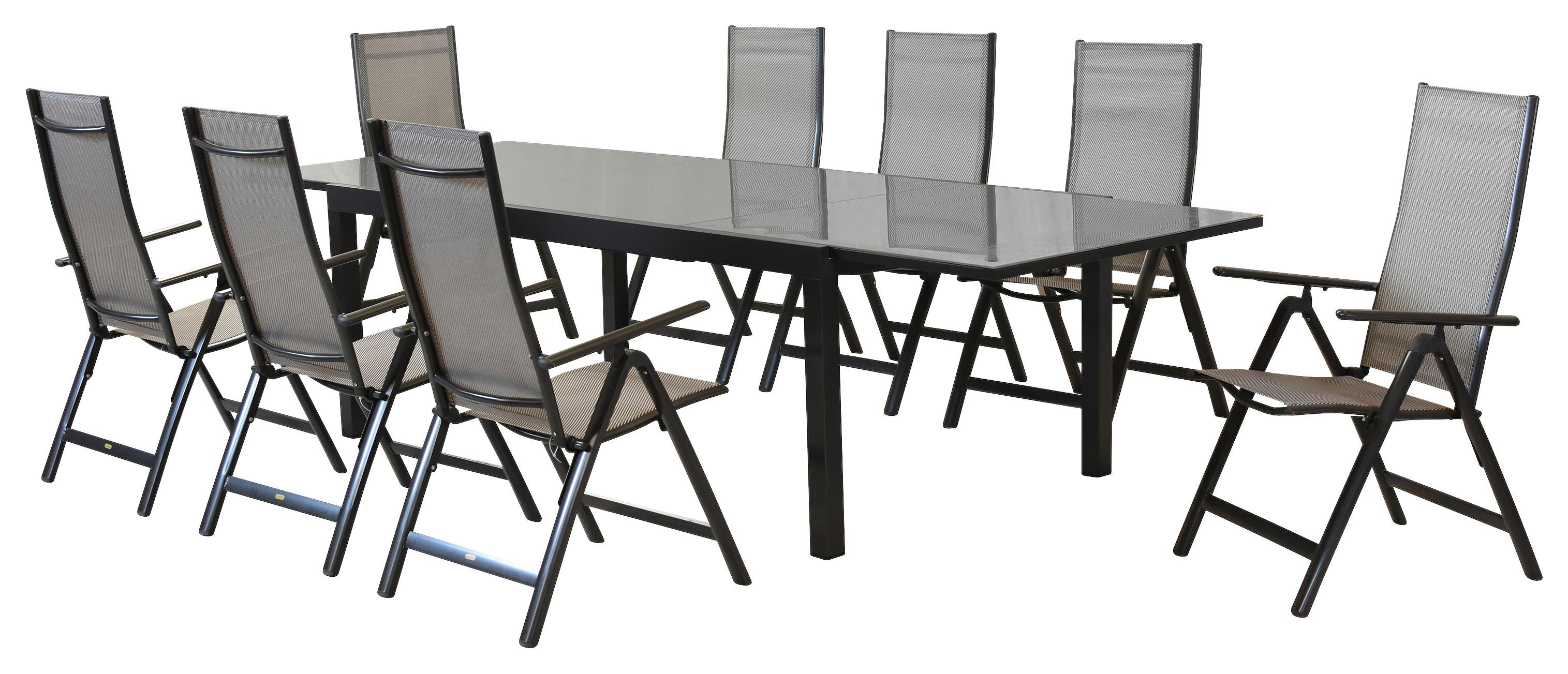 Vrtni Set Carrara, 9-Delni, Aluminij - srebrne barve/rjava, Moderno, kovina/tekstil - Gardenson