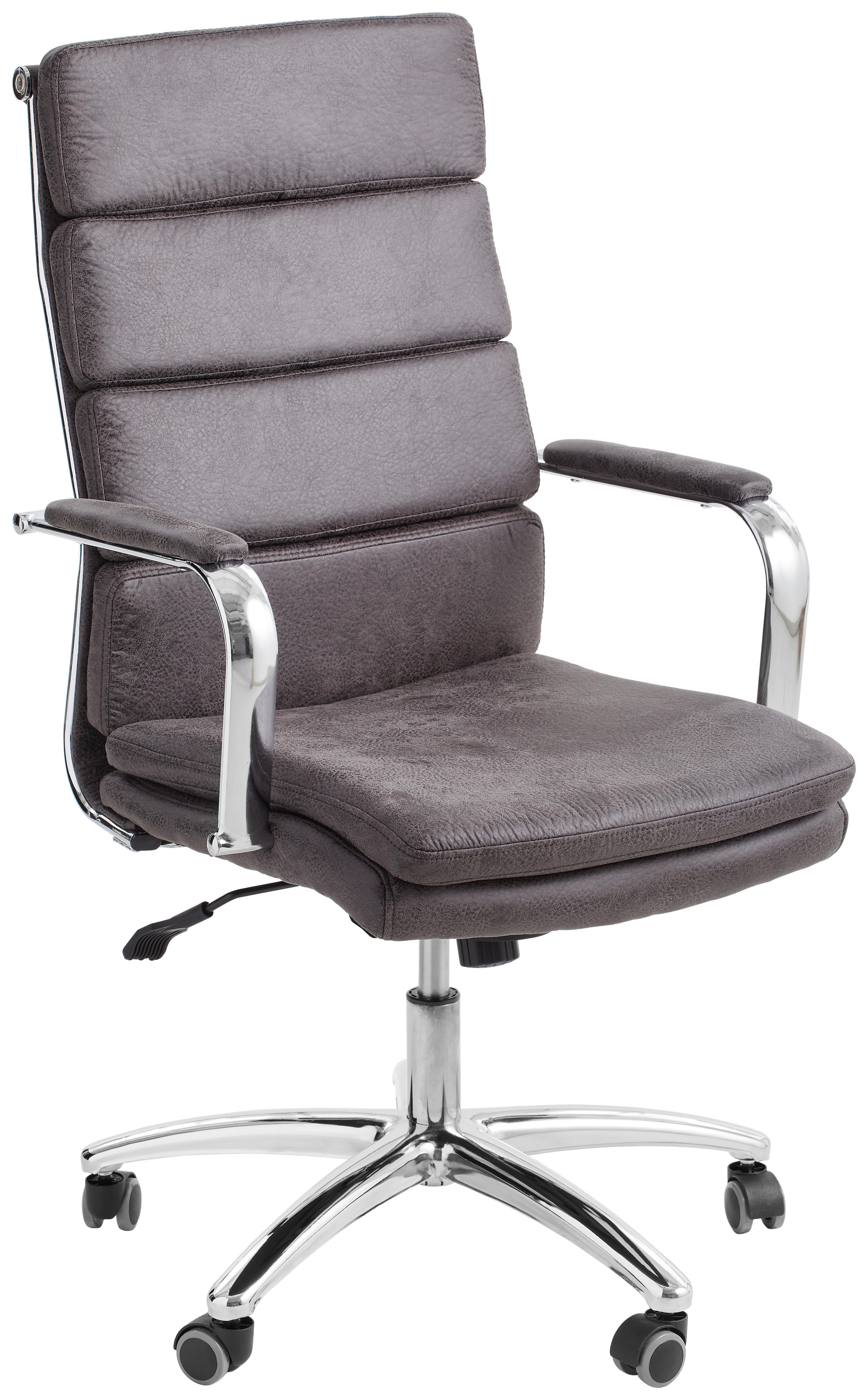 FOTEL SZEFA TOMMASO - antracytowy/kolor chromowy, Konventionell, metal/tkanina (67/107-115/67cm) - Cantus