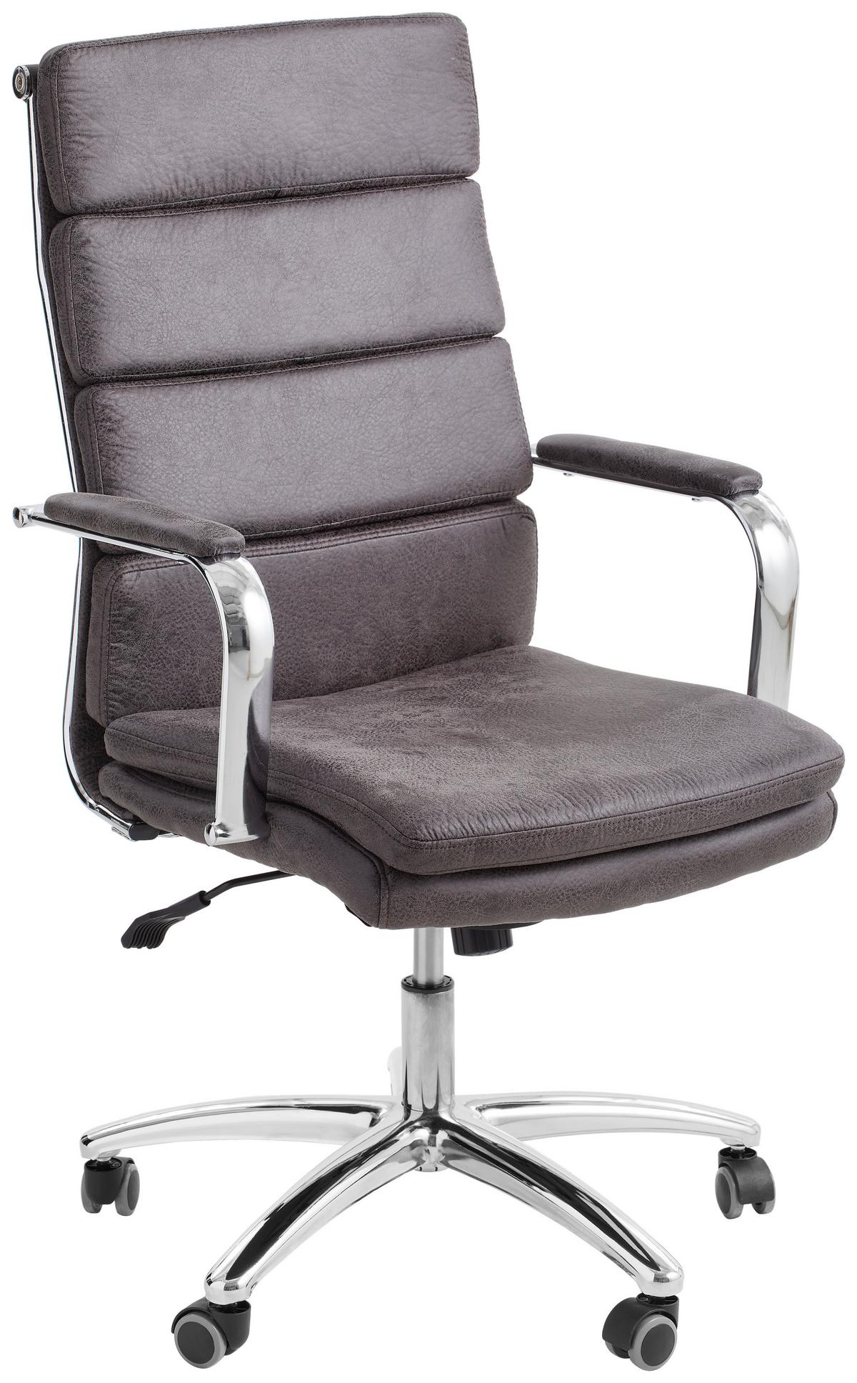 FOTEL SZEFA TOMMASO - antracytowy/kolor chromowy, Konventionell, metal/tkanina (67/107-115/67cm) - Cantus