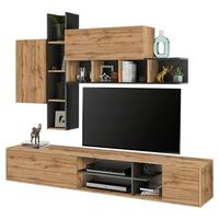 Regal Za Dnevni Boravak Raw - boje grafita/hrast Wotan, Moderno, drvni materijal (220/180/40cm) - Modern Living