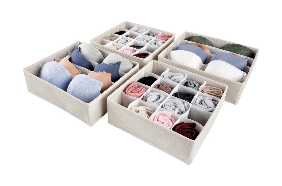 Set Škatel Za Shranjevanje Louis - 4 Kos - bež, Moderno, papir/tekstil - Mömax