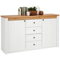 Komoda Rovigio, Barva Macesna, Bela - črna/barve hrasta, Basics, kovina/umetna masa (155/90,5/42,5cm) - Landscape