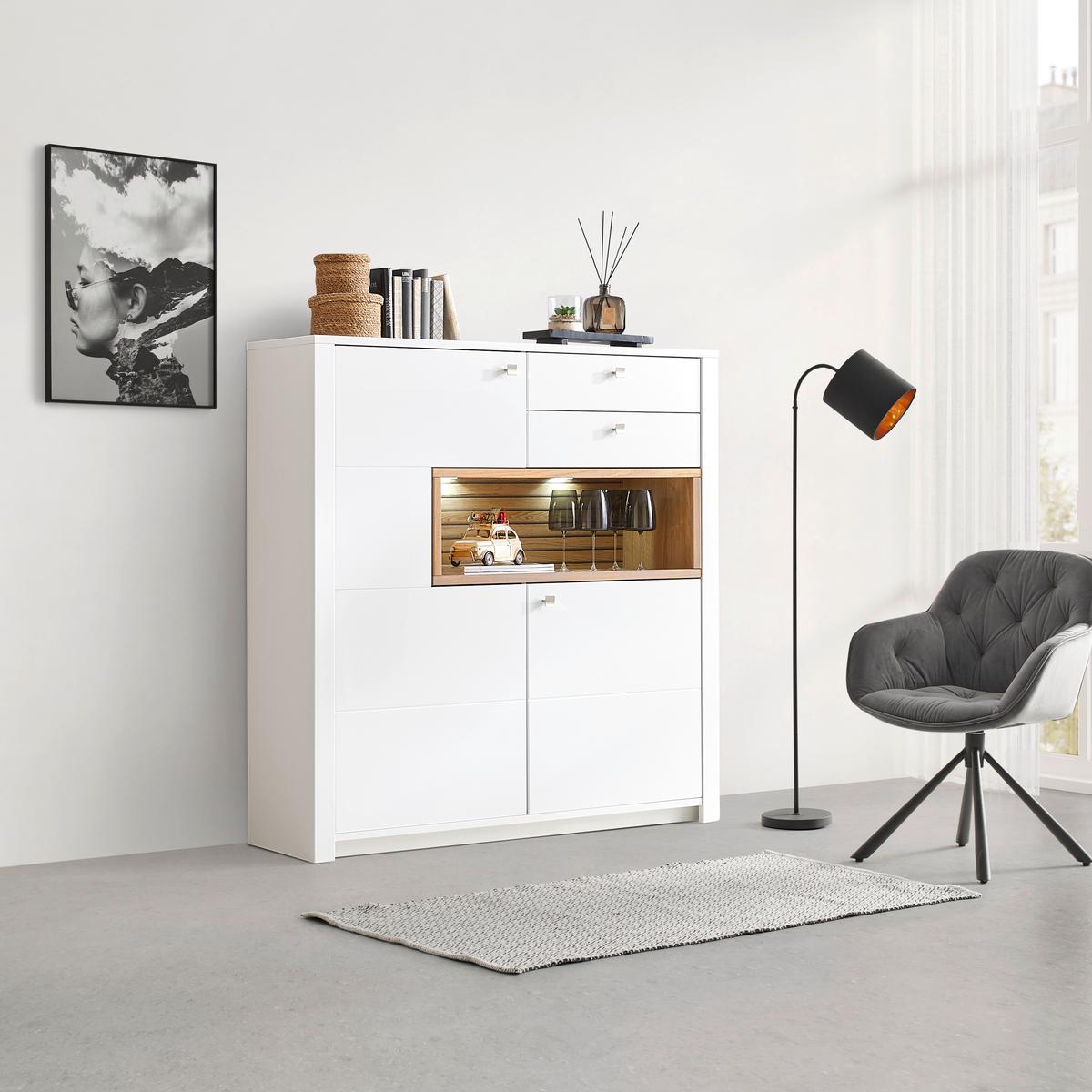 Highboard Whitehouse 20Q20WR20 Weiß/Eichefarben online kaufen ➤ mömax