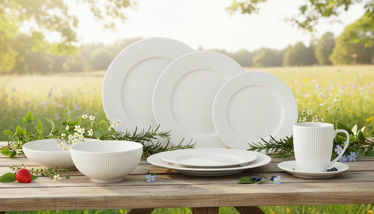 SERWIS OBIADOWO-ŚNIADANIOWY NELE - biały, Konventionell, ceramika - Landscape